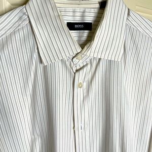 Boss striped long sleeve dress shirt.